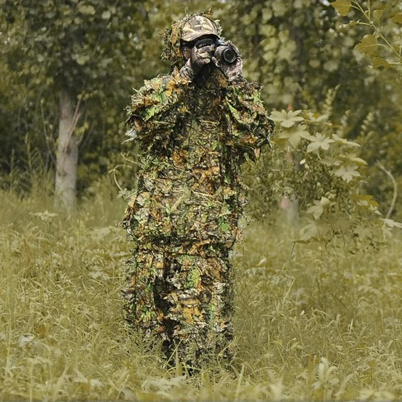 Лесной 3D Bionic лист Маскировка Униформа CS камуфляж набор Снайпер Ghillie костюм плащ