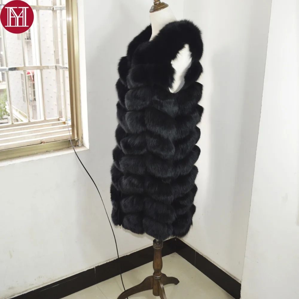 Горячая Распродажа 100% из натурального меха лисы пальто без рукавов для женщин