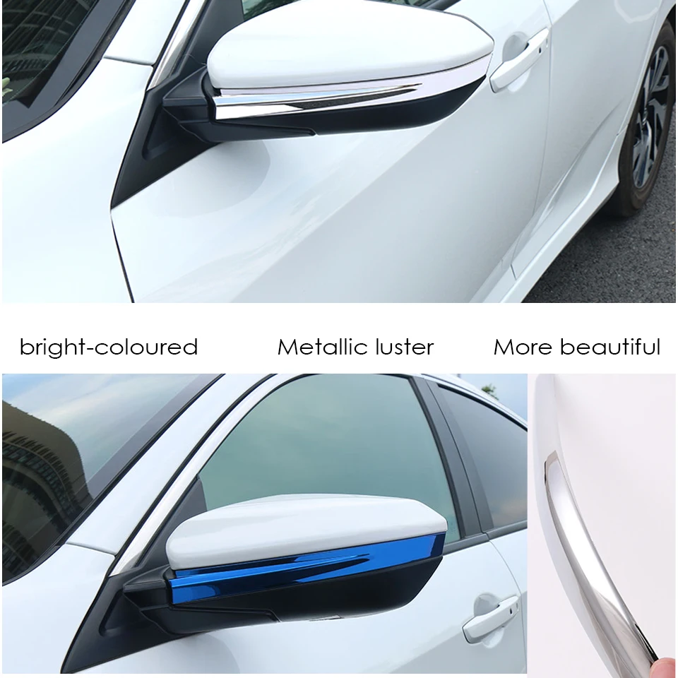 Auto Car Styling Stainless Steel Rearview Mirror Trims Stickers For Honda Civic 10th Civic Accessories