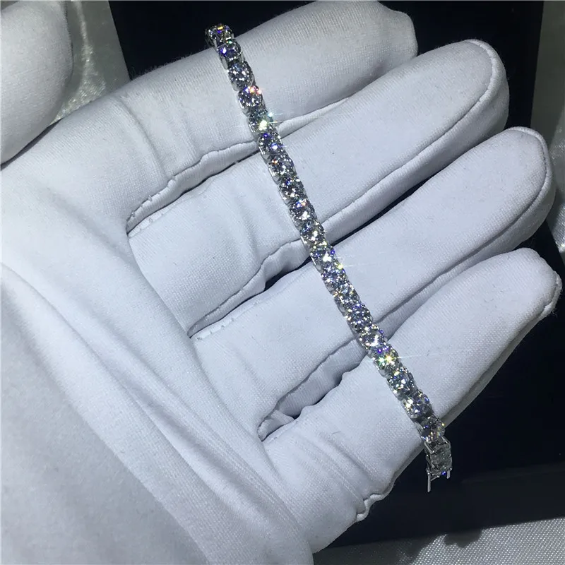 Классический Браслет для тенниса 3 мм 5 А с фианитом покрытием из белого золота