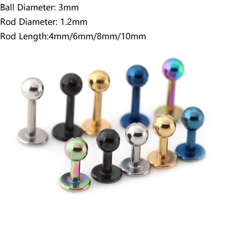 

5PCS Unisex Titanium Steel Earrings Bone Screw Lip Wears Punk Men's Earring Rod Flat T-Screw Small Body Jewelry
