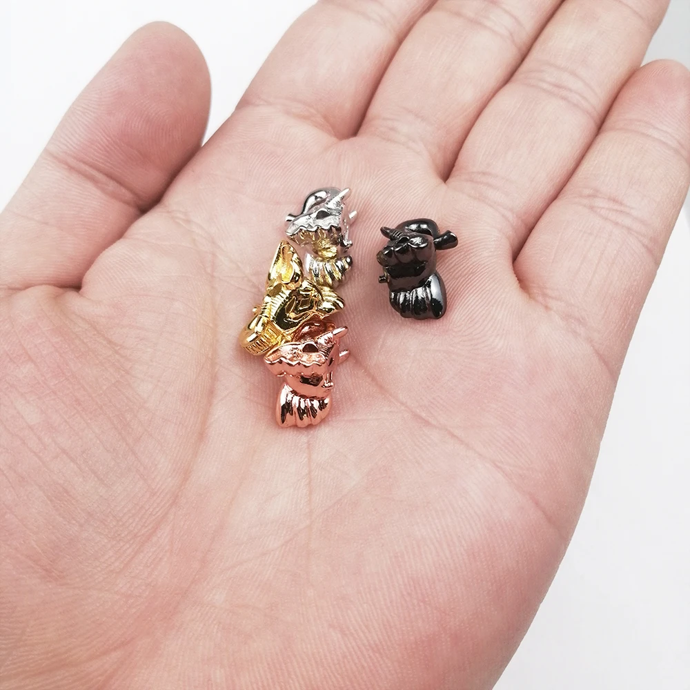 

WLYeeS 4pcs White Zircon Elephant head Charms Copper beads Micro-Inlay Crystal metal Loose beads for Jewelry making DIY bracelet