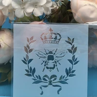 5inch bee crown diy layering stencils wall painting scrapbook coloring embossing album decorative card template