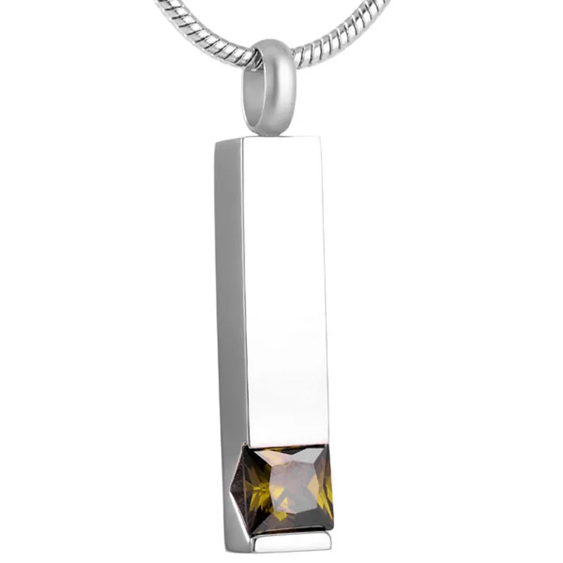 XWJ8094 CZ Stone Inlay Cremation Bar Pendant Funeral Urn Necklace Keepsake Human Ashes Holder Stainless Steel Jewelry | Украшения и