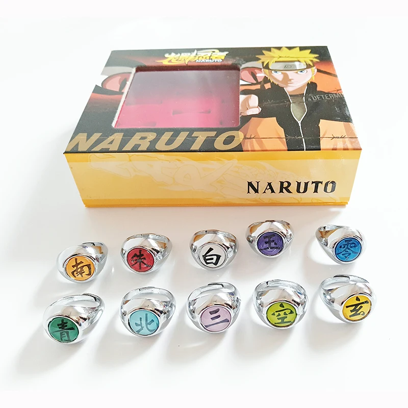 10 шт./партия аниме кольцо Наруто рисунок Akatsuki член Косплэй Matel модель кольца Итачи