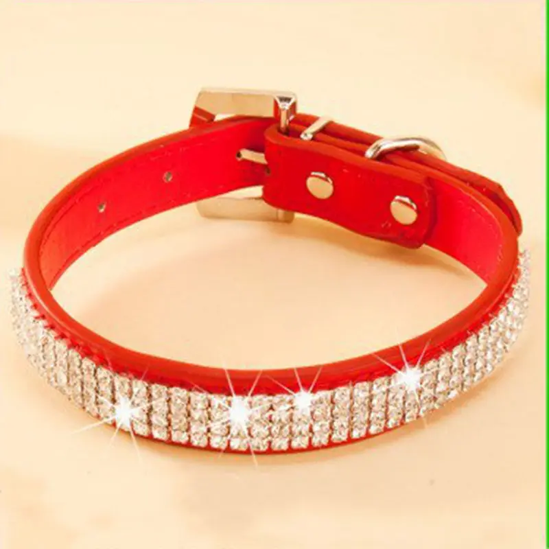 Шикарные стразы кожаный ошейник для собаки кошки роскошный маленький средний