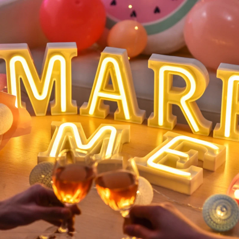 Батарея/питание от USB 26 белых букв СВЕТОДИОДНЫЙ знак алфавит настенный неоновый