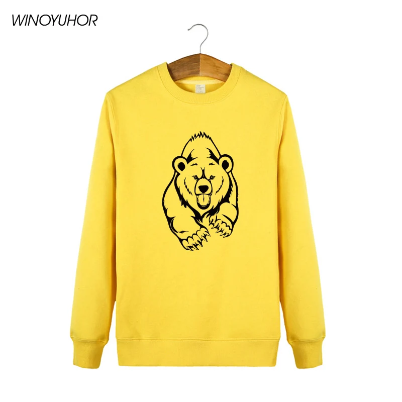 Свитшот мужской зимний с принтом бурый медведь гризли | Мужская одежда