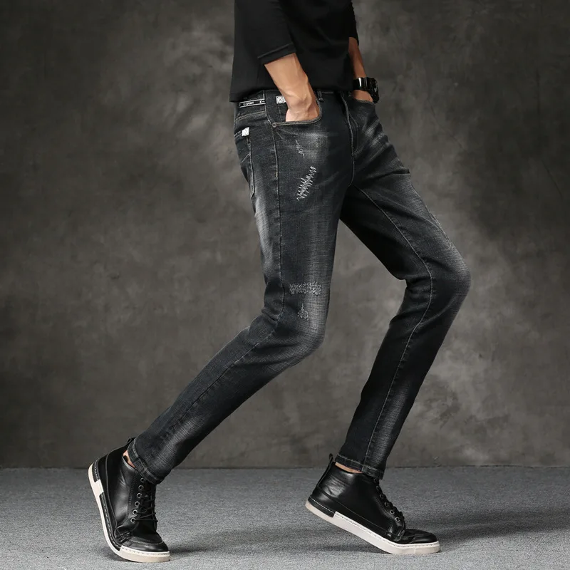 Men Designer Stretch Casual Straight Leg Denim Jeans Male Regular Fit Cotton Business Trousers Pants Hombre 2018 New | Мужская одежда