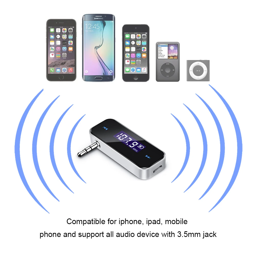 Mini 3.5 mm Wireless Car Radio Music Audio FM Transmitter HandsFree Modulator Transmissor LCD displayer for iPhone Android | Автомобили и
