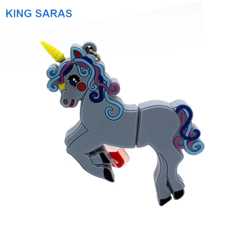Модель usb флеш-накопителя KING SARAS cute cartoom Единорог usb 2,0 4 ГБ 8 ГБ 16 ГБ 32 ГБ 64 ГБ флешка, подарок usb