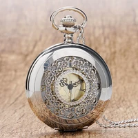 2016 new arrival hollow silver pendant fob pocket watch with necklace chain for men women free drop shipping
