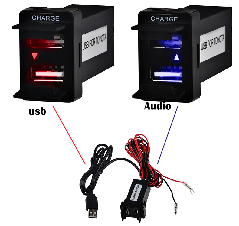 12 V-24 V 2.1A USB Интерфейс гнездо Применение для TOYOTA Hilux VIGO взимать плату за MP3 MP4 смартфона планшета iphone планшетный ПК gps