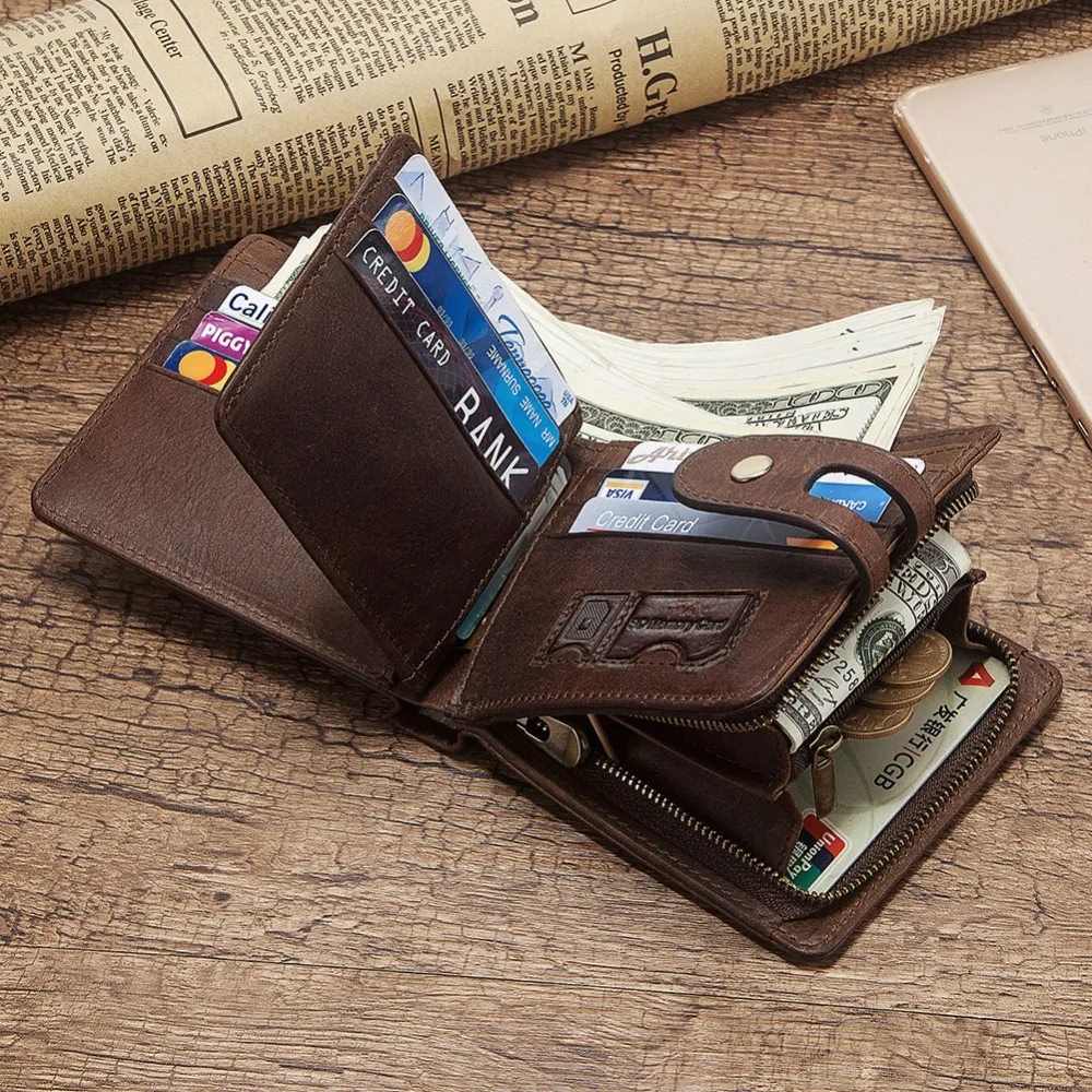 Rfid ID Card Holder мужские кошельки сумка для денег Мужской винтажный черный короткий
