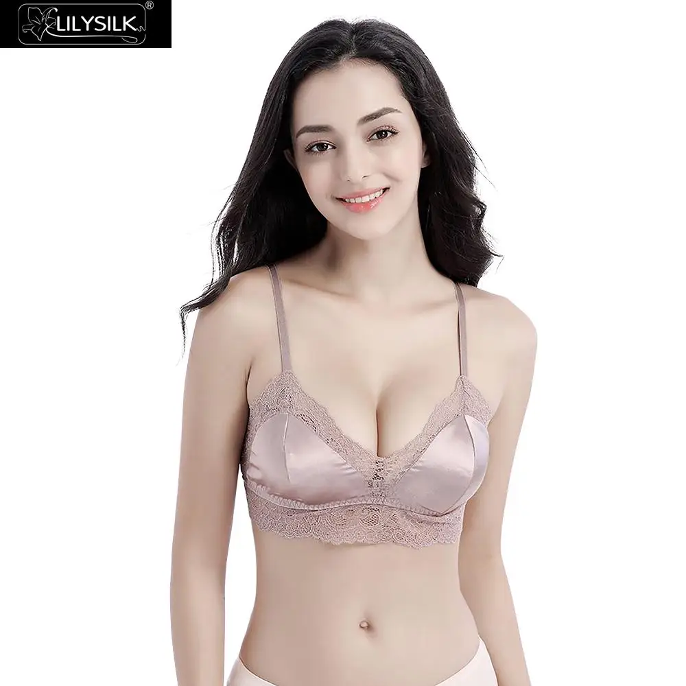 LilySilk Элегантный мягкий беспроводной Шелковый бюстгальтер бесплатная