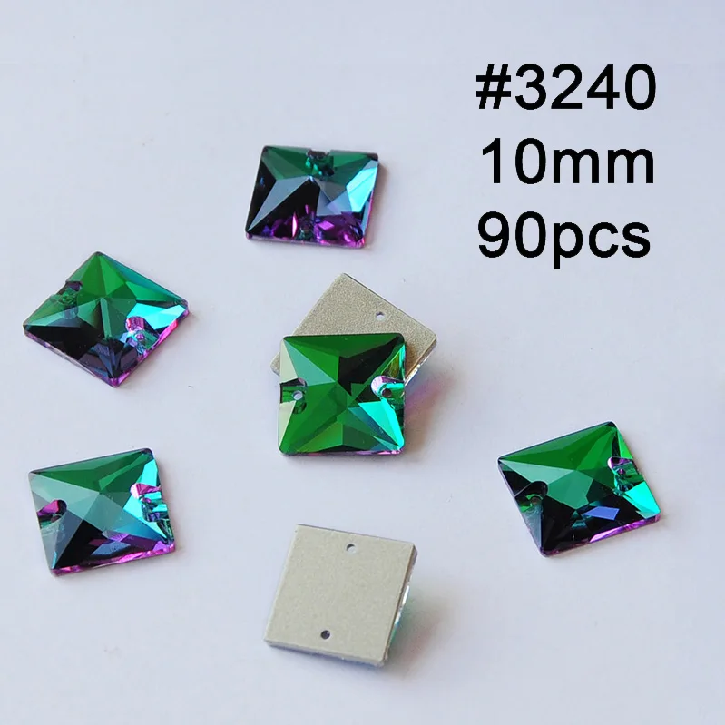 Square 10mm 90pcs Смешанные формы изумруд Rivoli квадратная космическая триллиантная КАПЛЕВИДНАЯ капля пришивные стразы для шитья стеклянные кристаллы пришивные камни - Цвет: Square 10mm 90pcs