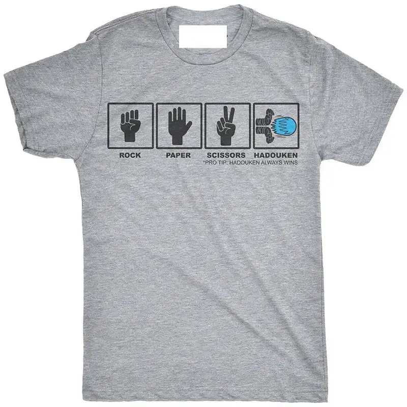 New High Quality Casual Men Crew Neck Short-Sleeve Rock Paper Scissors Tee Shirts | Мужская одежда