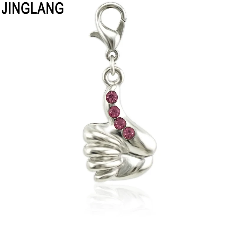JINGLANG Прямая Продажа металлический сплав со стразами большой палец Подвески