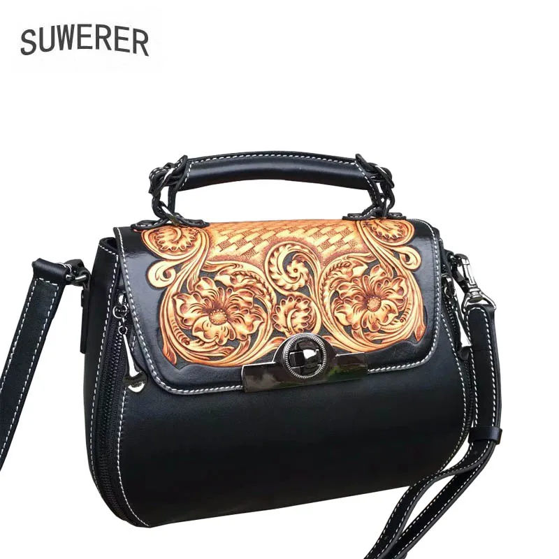 SUWERER 2019 Новая модная кожаная женская сумка Национальный стиль ретро ручная