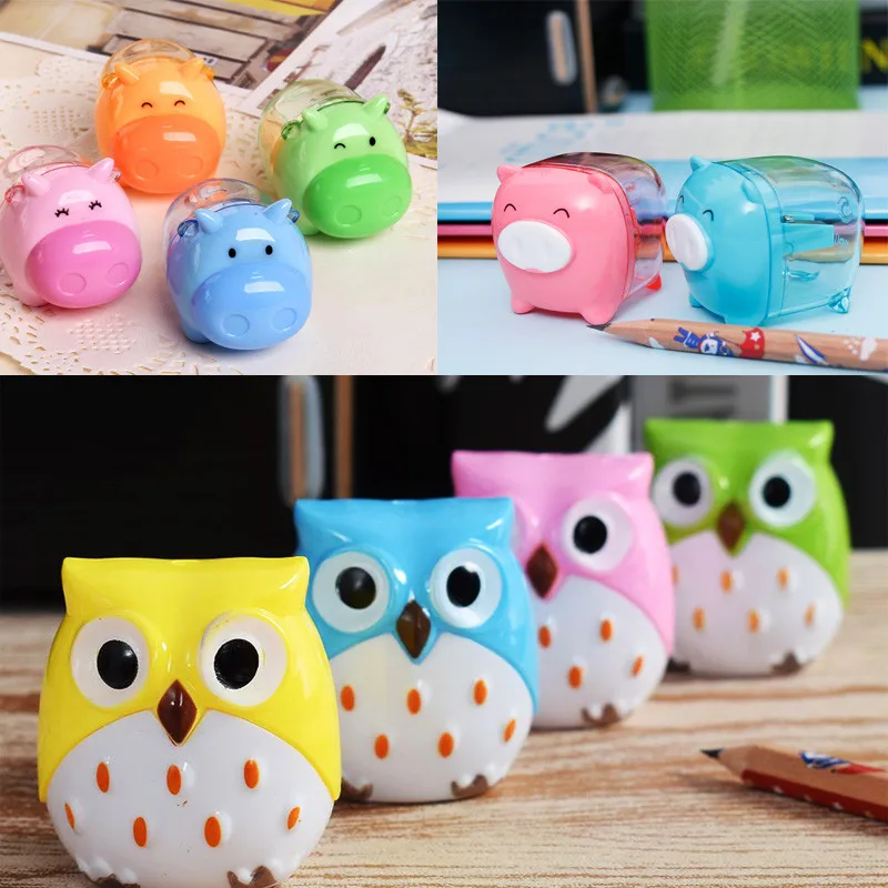 

1 Pcs Cute Cartoon Animals Pencil Sharpener School Supplies Simple Mechanical pencil sharpener For Kids Stationery Free Shipping