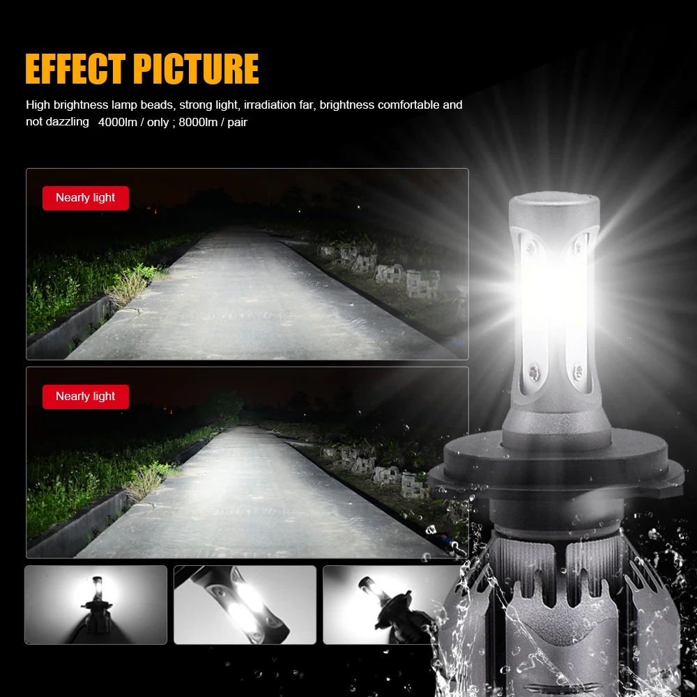 

EURS COB 1pair G8 led H7 led H4 Car headlight lamp 8000LM 60W 6000K LED H11 9005 9006 Auto Bulbs H1 9012 universal headlight