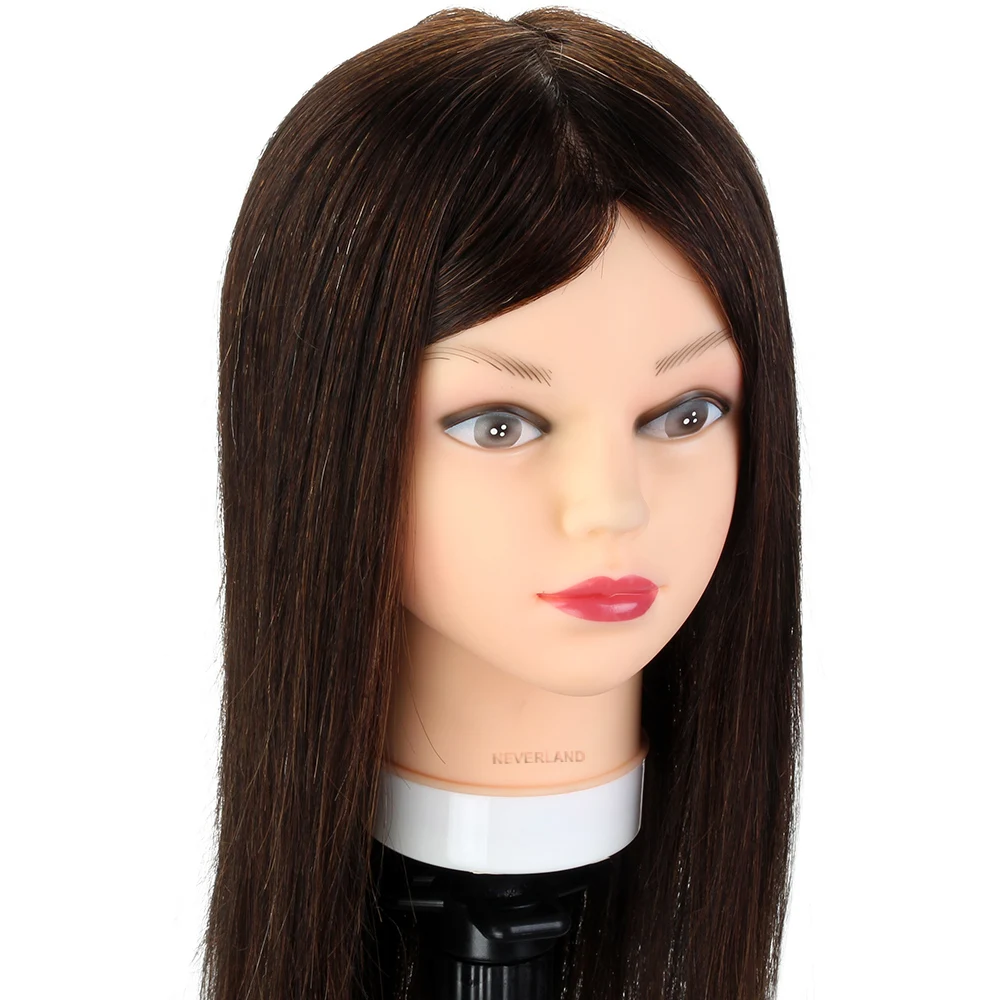 22 дюймов 100% натуральная Человеческие волосы Учебные головы-манекены манекен