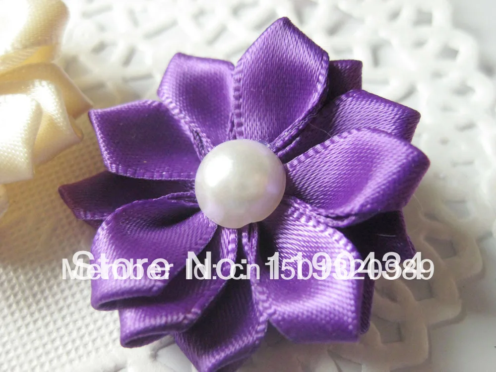 Девушки DIY цветок аксессуары для волос Magnolia Pearl Petite без зажима Сатиновые ленты