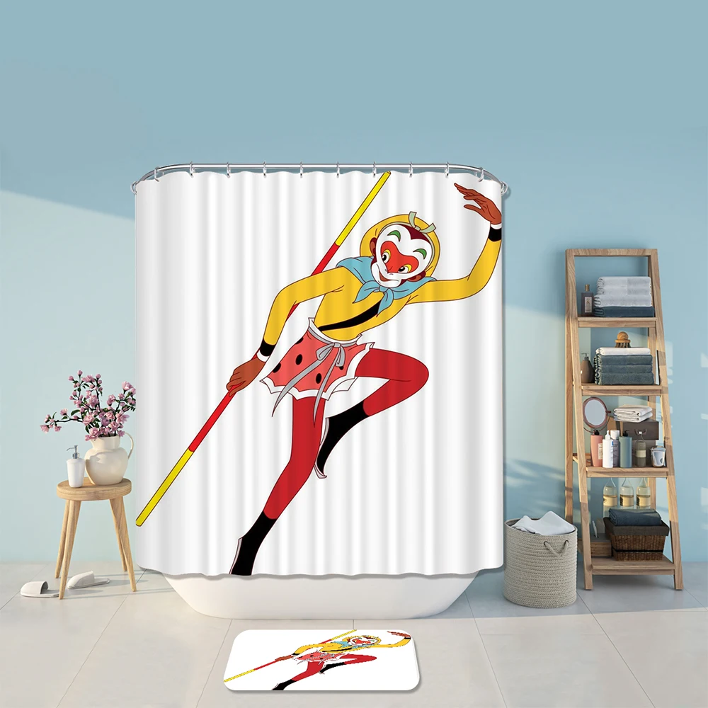 

The Monkey King Shower Curtain For Kids Drop Shipping Cartoon Sun Wukong Monkey Bathroom Curtain Waterproof
