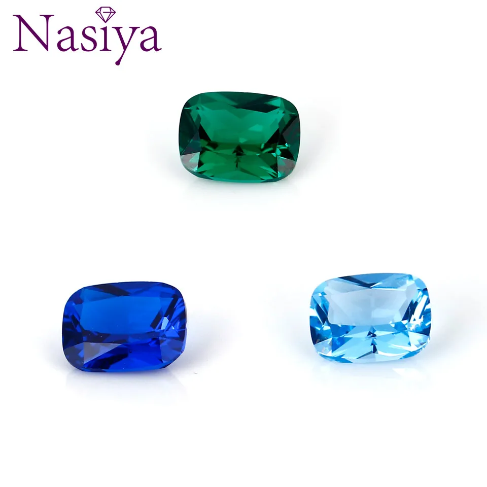 NASIYA 6*8 мм-10 шт свободные драгоценные камни создан нано-сапфир Изумрудный