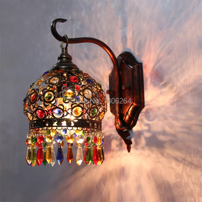 18 см богемный стиль красная бронза/цвет хрустальный светодиодный настенный