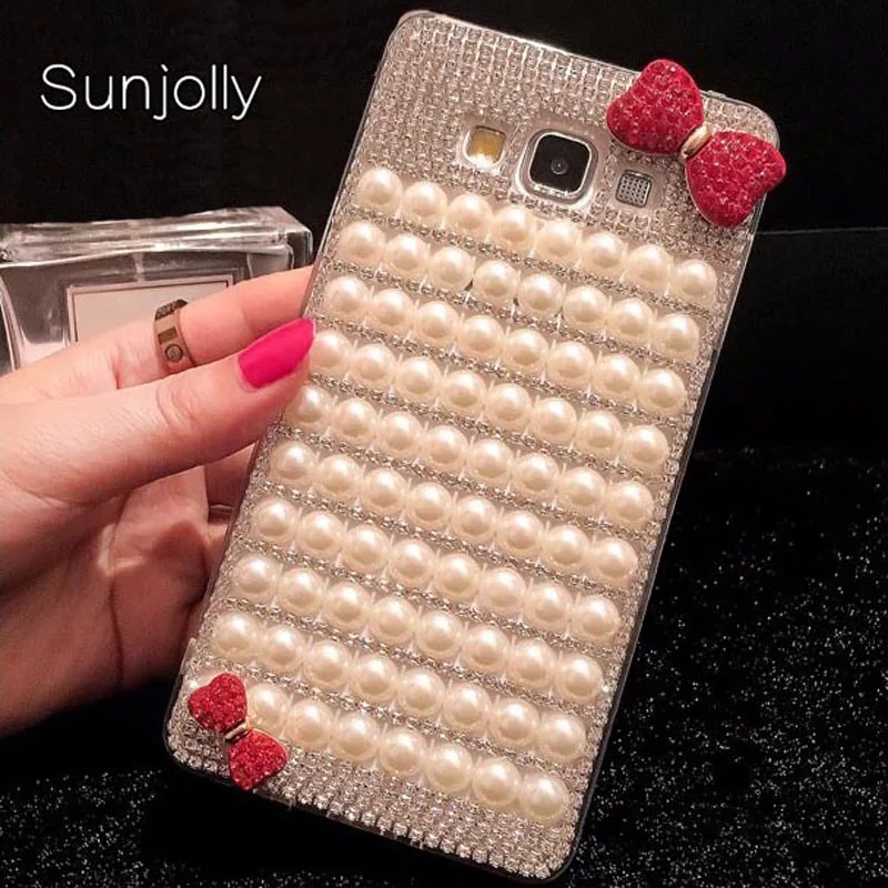 Sunjolly жемчуг бант Алмазный чехол для Samsung Galaxy J3 J5 J7 2016 2017 J510F J720F J530 Bling Rhinestone coque