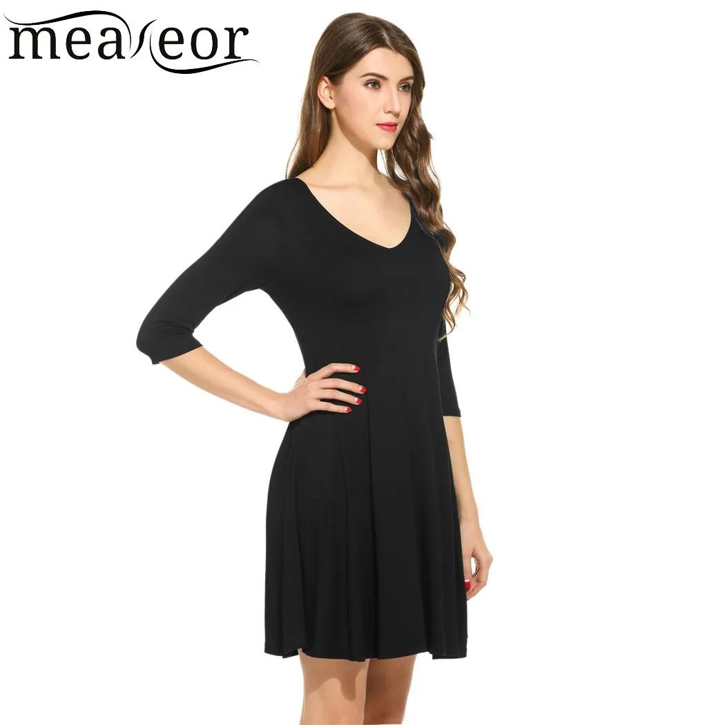 Meaneor/элегантное платье для леди с коротким рукавом и открытой спиной однотонное