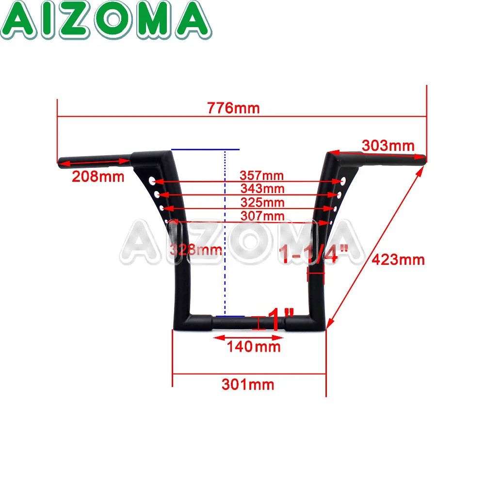 12 &quotRise мотоцикл руль хромированная APE вешалка 1 1/4&quot Толстой бар для Harley Dyna Sportster XL