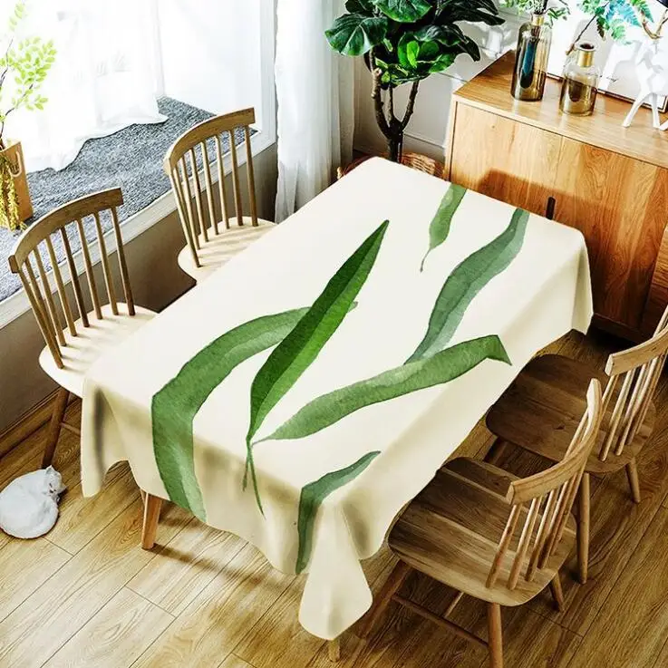 Тропические джунгли Пальмовые Листья зеленый Monstera Хлопок Лен крышка стола
