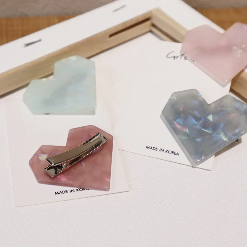 Заколка для волос в форме сердца Женская резиновая заколка с блестящими