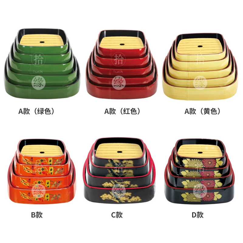 

Square sushi bucket Japanese style ice sashimi dish snack box Japan food tableware chrysanthemum dinner bucket tray plate