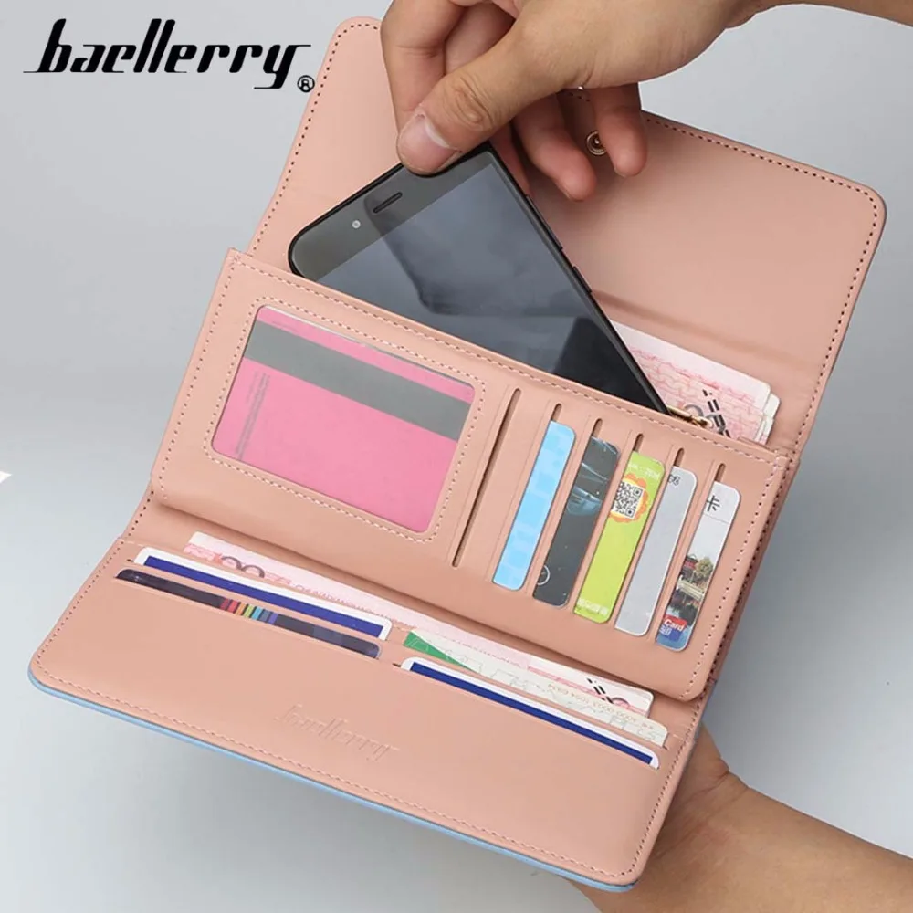 Кошельки для женщин 2018 Длинный кошелек Baellerry из искусственной кожи с карманом
