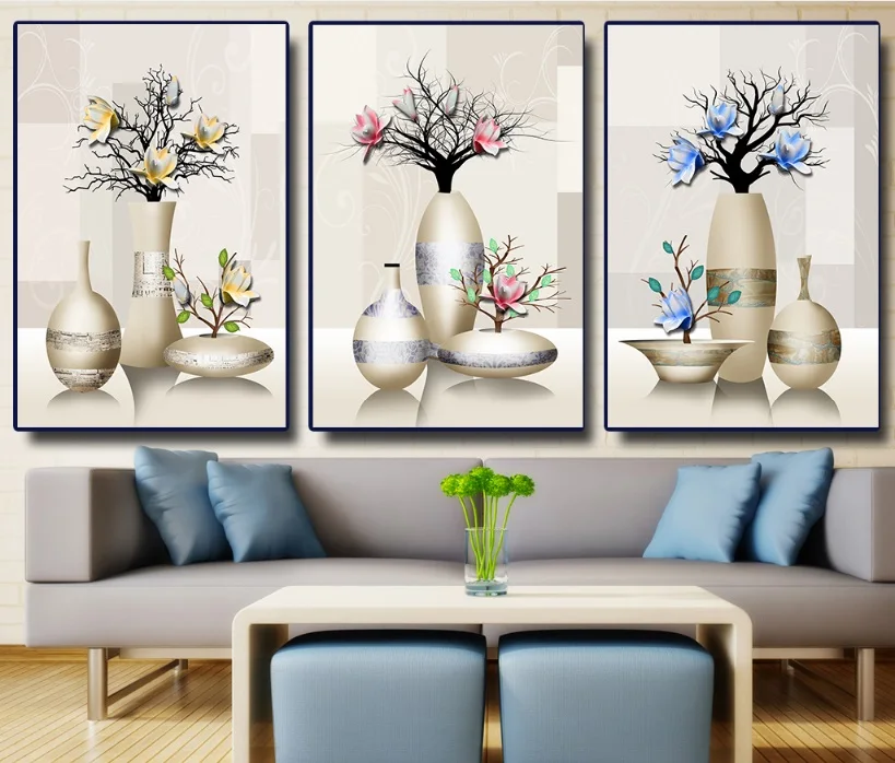 3 шт. декоративная картина из магнолии без рамки|decorative painting|canvas paintingpainting for living room |
