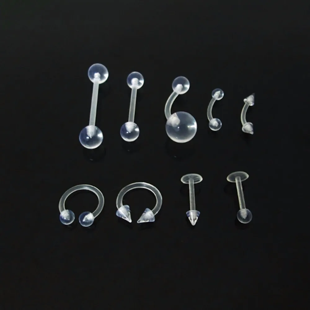 10 шт./компл. новейшее прозрачное нательное пирсинг-кольцо для носа биофлекс с