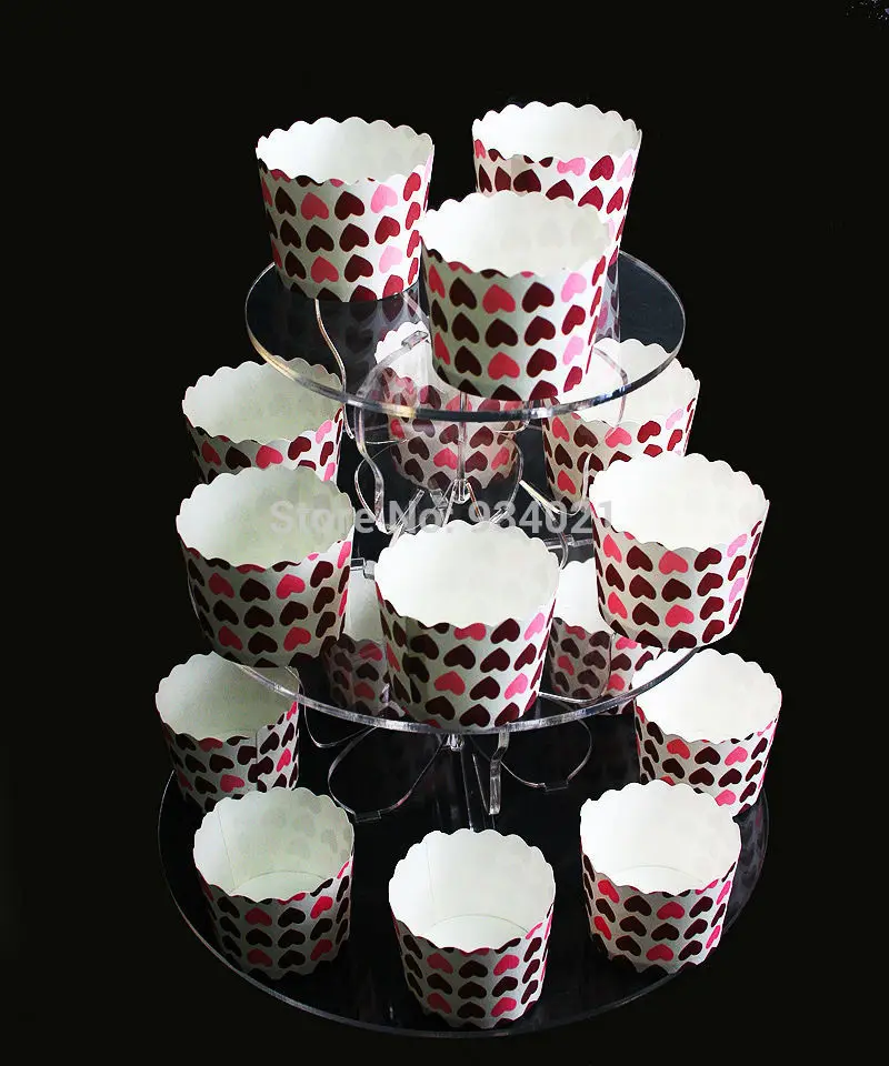 

3 Tier Circle Butterfly Cupcake Wedding Cake Stand, Acryl Butterfly Crystal Cake Stabd