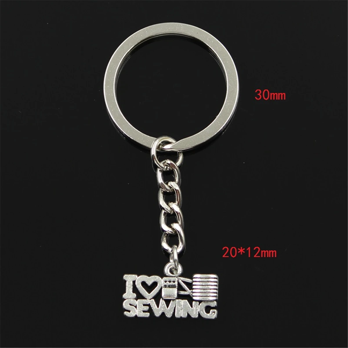 Fashion Keychain 20x12mm I Love Sewing Pendants DIY Men Jewelry Car Key Chain Ring Holder Souvenir For Gift |