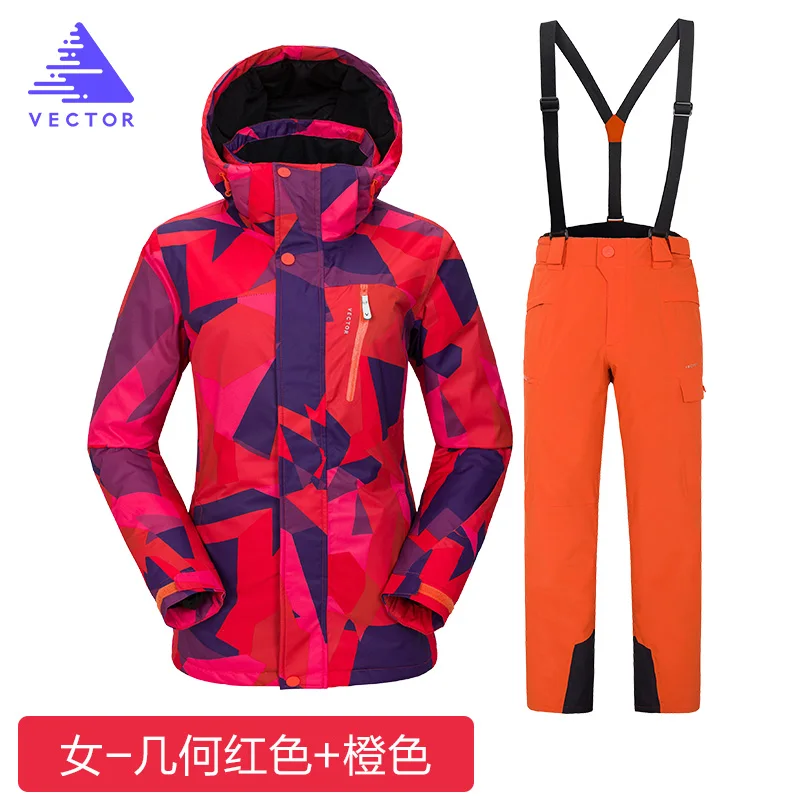 Set 3 Бренд VECTOR лыжный костюм женский теплый водонепроницаемый лыжный костюм набор дамские уличные спортивные зимние пальто сноуборд снежные куртки и брюки - Цвет: Set 3