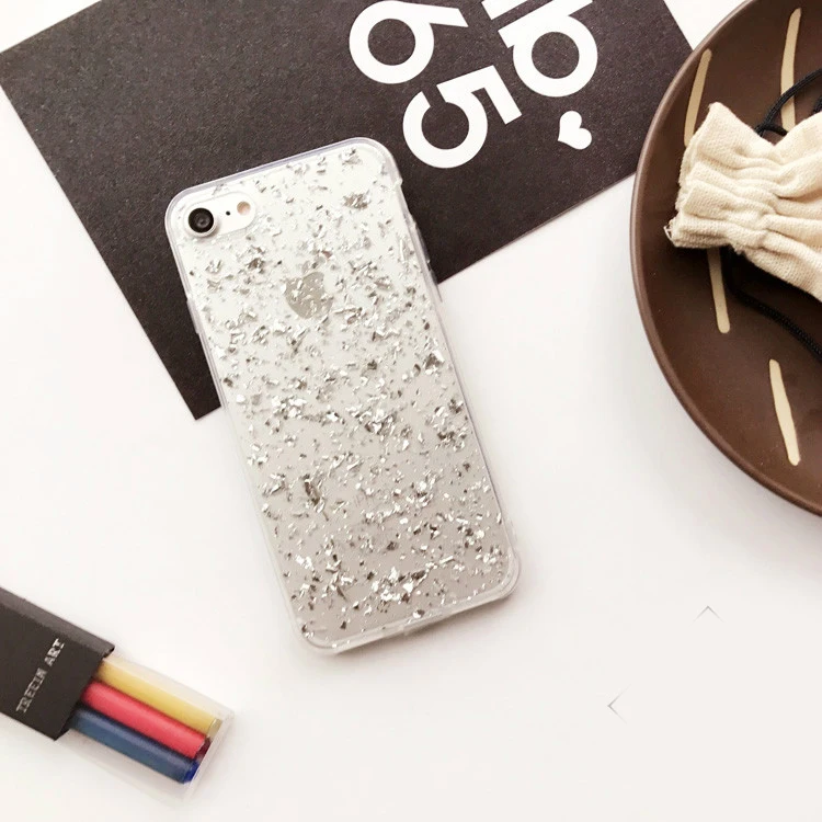 Роскошный 3D Блестящий сверкающий золотой лист Мягкий ТПУ чехол для iPhone 5S 6 6s 7 Plus