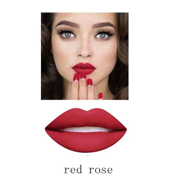 Red Rose Абсолютно новая долговечная жидкость губная помада матовая жидкая губная помада блеск для губ - Цвет: Red Rose