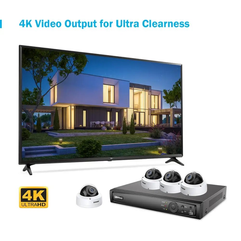 ANNKE профессиональная 2MP POE Система безопасности 4K 8CH сетевой видеорегистратор с 4x