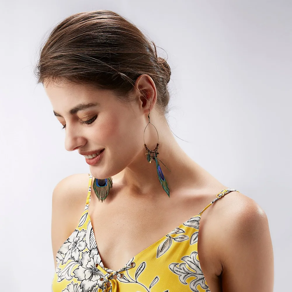 Rinhoo Bohemian Ethnic Long Statement Colorful Tassel Drop Earrings Boho Beads Fringe Earrings Women Fashion Dangle Earring