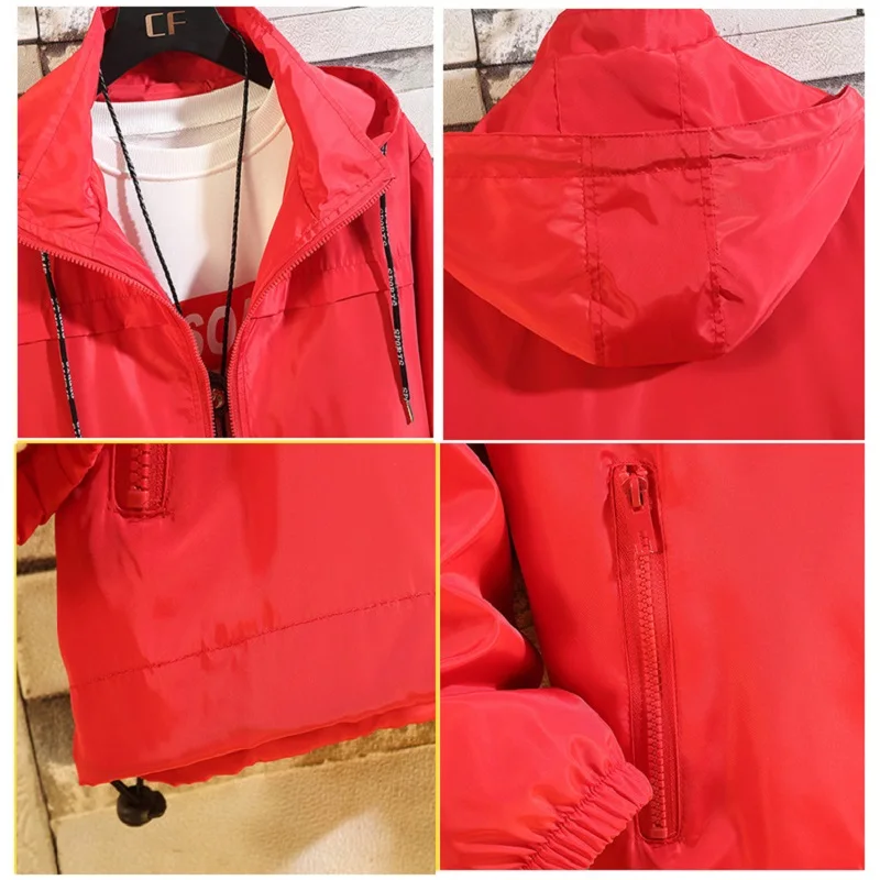 8XL брендовая мужская куртка черный красный серый Повседневная однотонная с капюшоном Свободная куртка-бомбер ветровка тренд хип хоп Уличная одежда; YA032