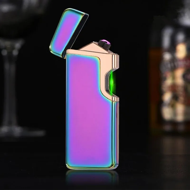 Инфракрасная Индукционная USB зарядка ветрозащитная беспламенная Электронная зажигалка электрическая двойная дуга зажигалки для сигар для курения - Цвет: color