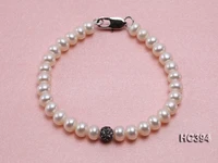 unique pearls jewellery store 18cm aa 6 7mm white color freshwater pearl rhinestone beads bracelet