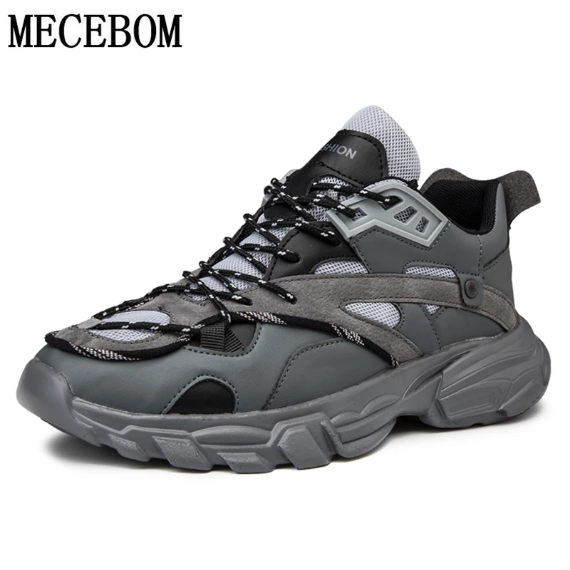 Men Chunky Sneakers Fashion Cool Gray Thick Sole Dad Shoes For Male Lace-up Patchwork Handsome Casual 230m | Обувь